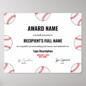 Poster Certificat de réussite de baseball - Instant (Devant)