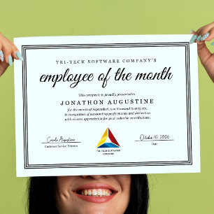 Poster Certificat d'employé du mois