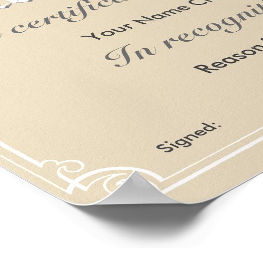 Poster Certificat d'excellence (Coin)