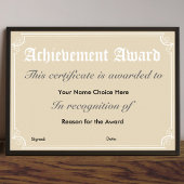 Poster Certificat d'excellence