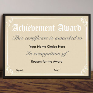 Poster Certificat d'excellence