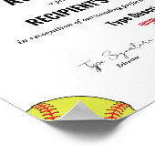 Poster Certificat d'excellence de softball (Coin)