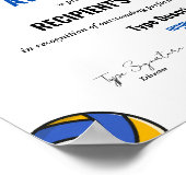 Poster Certificat d'excellence en volleyball (Coin)