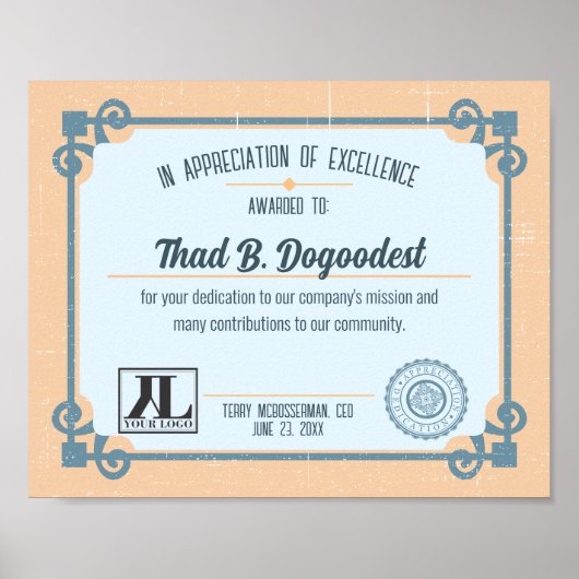 Poster Certificat d'excellence pour la reconnaissance vol (Devant)