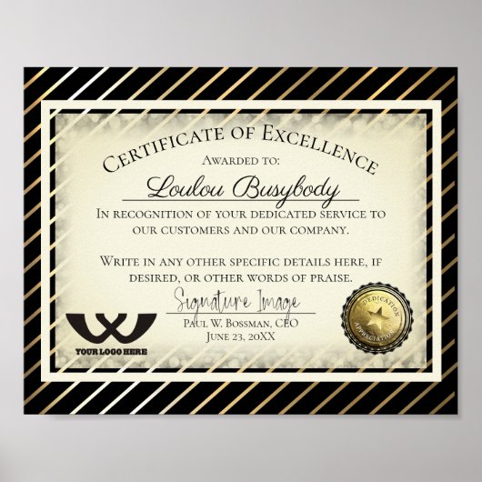 Poster Certificat d'excellence Prix de bénévolat des empl (Devant)