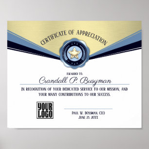 Poster Certificat d'excellence Prix du personnel