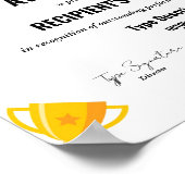 Poster Certificat d'excellence sportive avec trophée (Coin)