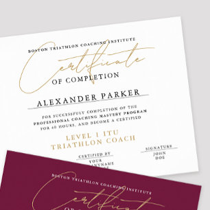 Poster Certificat Diplôme Simple Noir Blanc Or
