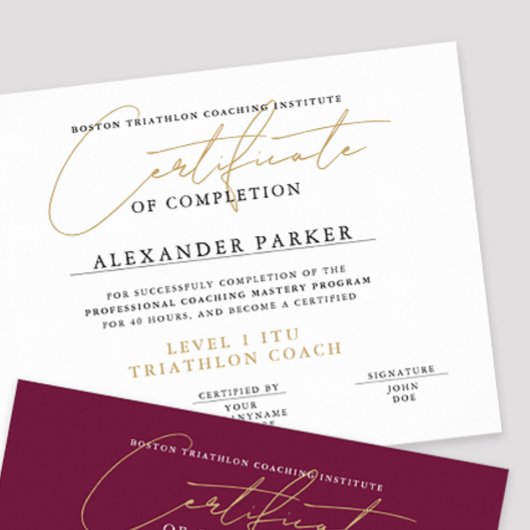Poster Certificat Diplôme Simple Noir Blanc Or