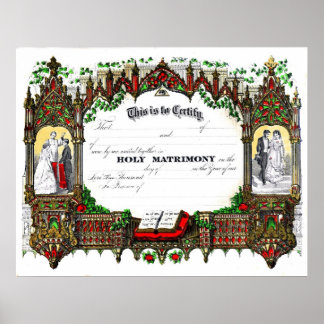 Poster Certificat mariage de 1877