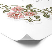 Poster Certificat Mariage de mariage rose floral (Coin)