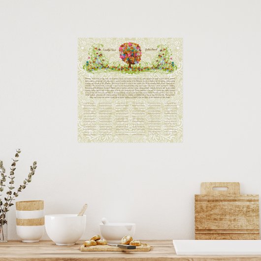 Poster Certificat Mariage d'impression Quaker de l'arbre  (Cuisine)