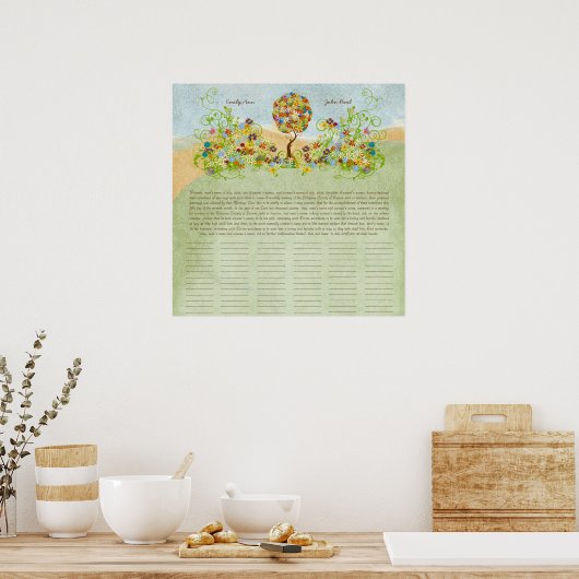 Poster Certificat Mariage d'impression Quaker de l'arbre  (Cuisine)