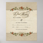 Poster Certificat Mariage floral (Devant)