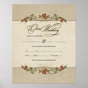 Poster Certificat Mariage floral
