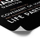 Poster Certificat Mariage noir or élégant (Coin)