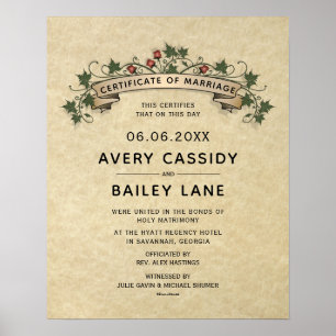 Poster Certificat Mariage traditionnel "Saint-Mariage"