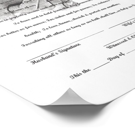 Poster Certificat Mariage Vow Renouvellement Modèle (Coin)