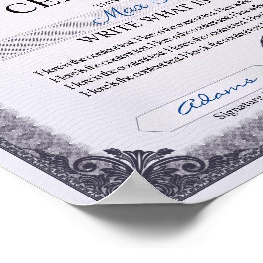 Poster Certificat multifonction (Coin)