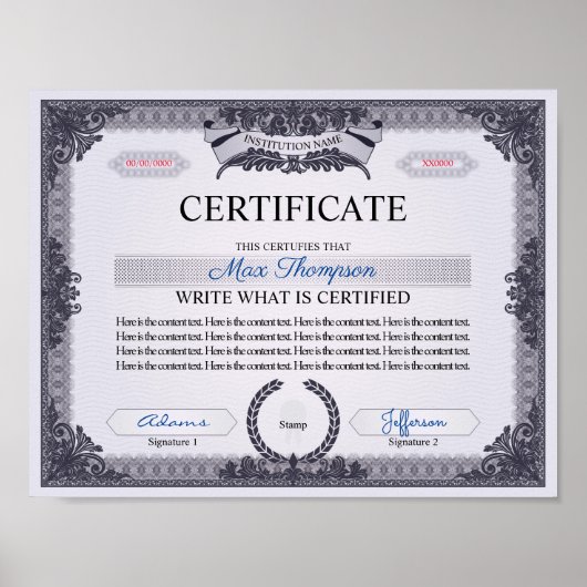 Poster Certificat multifonction (Devant)