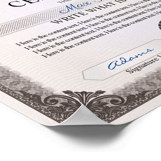 Poster Certificat multifonction (Coin)