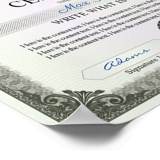 Poster Certificat multifonction (Coin)