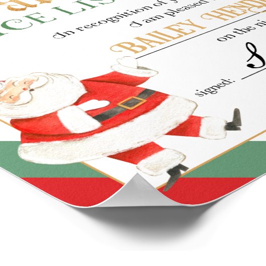 Poster Certificat Nice Approuvé Père Noël (Coin)