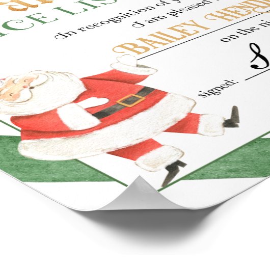 Poster Certificat Nice Approuvé Père Noël (Coin)