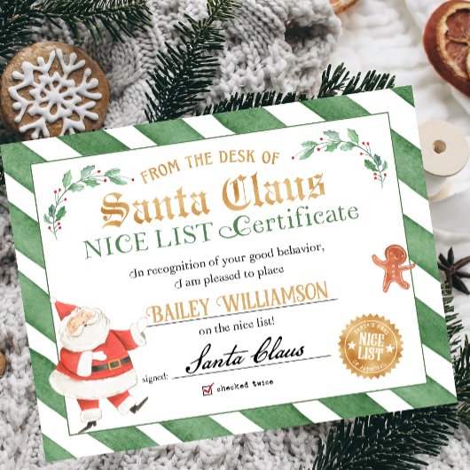 Poster Certificat Nice Approuvé Père Noël