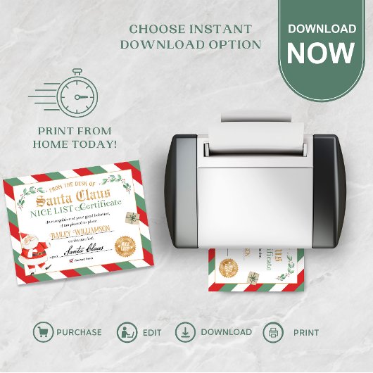 Poster Certificat Nice Approuvé Père Noël