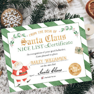 Poster Certificat Nice Approuvé Père Noël