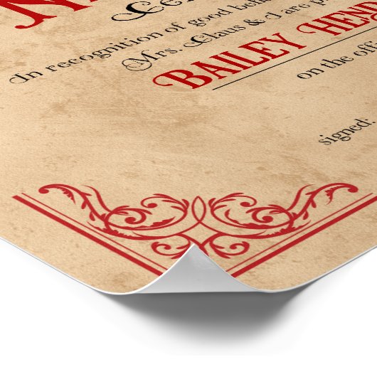 Poster Certificat Nice Approuvé Père Noël (Coin)