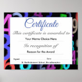 Poster Certificat ou bourse scolaire pour enfants (Devant)