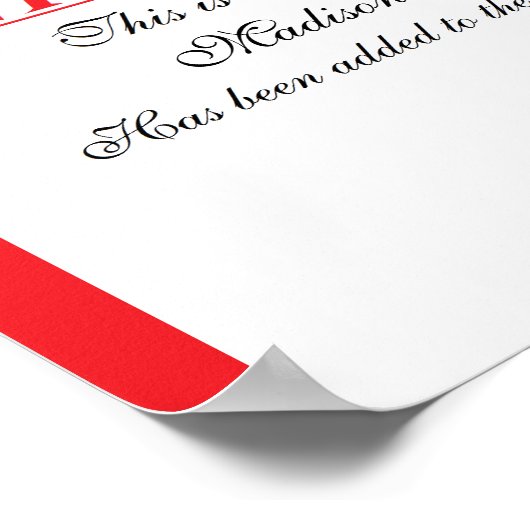 Poster Certificat Père Noël personnalisé "Nice List" (Coin)