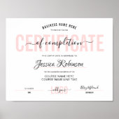 Poster Certificat Rose Féminin Récompense Téléchargeable (Devant)