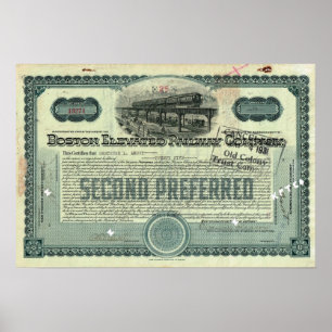 Poster Certificat Stock de Boston Elevated Railway Co.