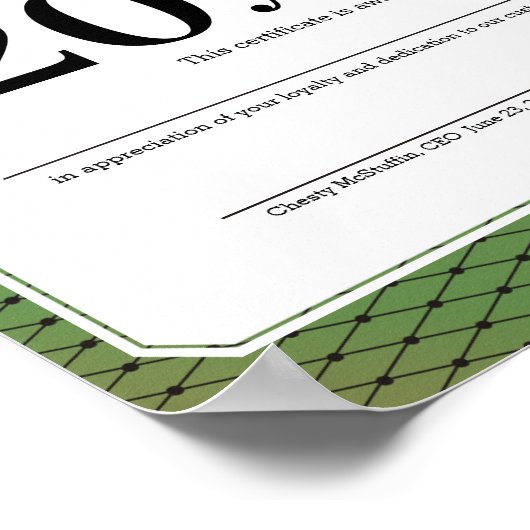 Poster Certificat universel d'anniversaire de l'employé d (Coin)