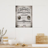 Poster Certificat vintage de mariage papillon (Cuisine)