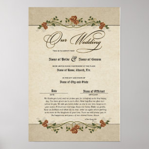 Poster Certificate Wedding-Marriage-(Ornamental Keepsake)