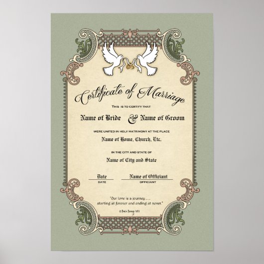 Poster Certificate Wedding-Marriage-(Ornamental Keepsake) (Devant)