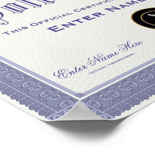 Poster Certification Golf Widow amusant (Coin)