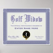 Poster Certification Golf Widow amusant (Devant)