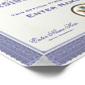 Poster Certification présidentielle de pardon amusant (Coin)