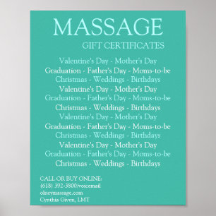 Poster Certificats cadeaux de massage BLUE