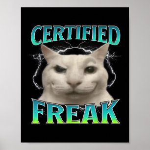 Poster Certifié Freak Funny Chat Mème Maudit Silly Starin