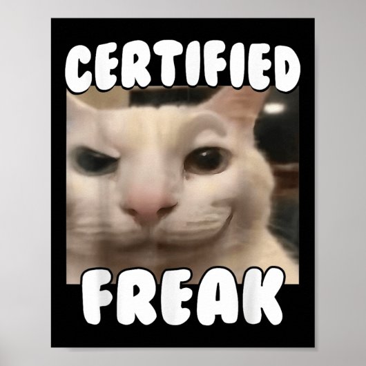 Poster Certifié Freak Funny maudit Silly Blanc Chat Stari (Devant)
