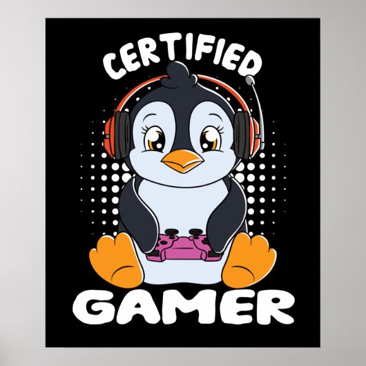 Poster Certifié Gamer Cute Penguin (Devant)