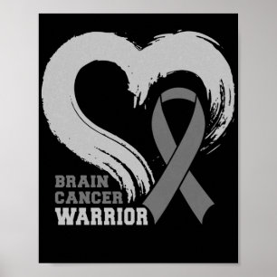Poster Cerveau Cancer Guerrier Cerveau Tumeur Gris Ruban