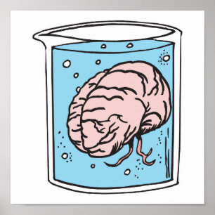 Poster cerveau dans un bocal
