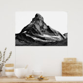 Poster Cervin noir et blanc face nord (Cuisine)
